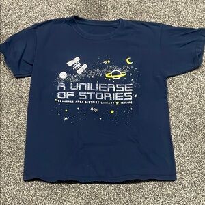 Blue and Yellow Space-Themed Short Sleeve Tee